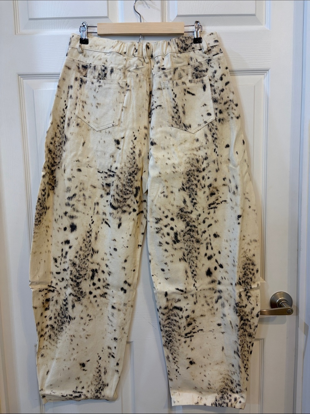 DAVI & DANI Snow Leopard Print Lace Trim Barrel Pants NWT Wide Leg - Picture 5 of 7
